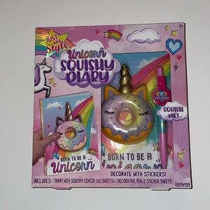 UNICORN Squishy Diary with pen, and stickers Brand New, never opened